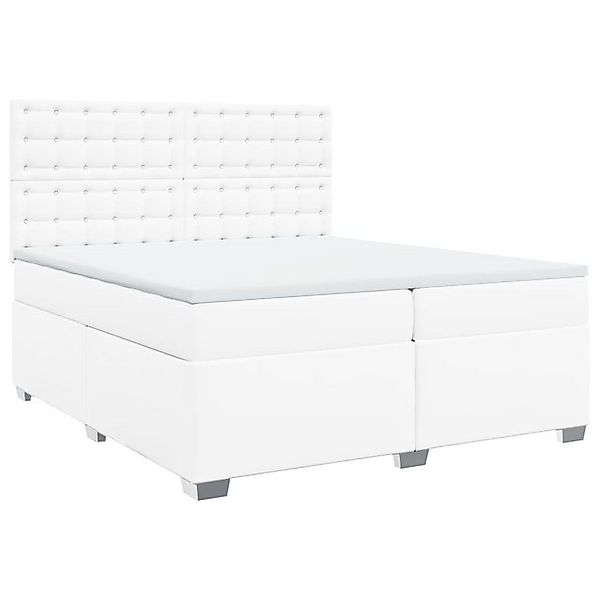 vidaXL Bett Boxspringbett mit Matratze Weiß 200x200 cm Kunstleder günstig online kaufen