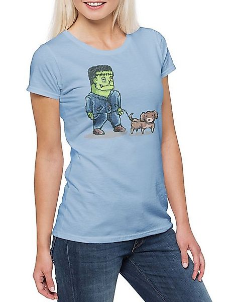 Urban Backwoods Print-Shirt Franken Dog Damen T-Shirt Nerd Fun Frankenstein günstig online kaufen