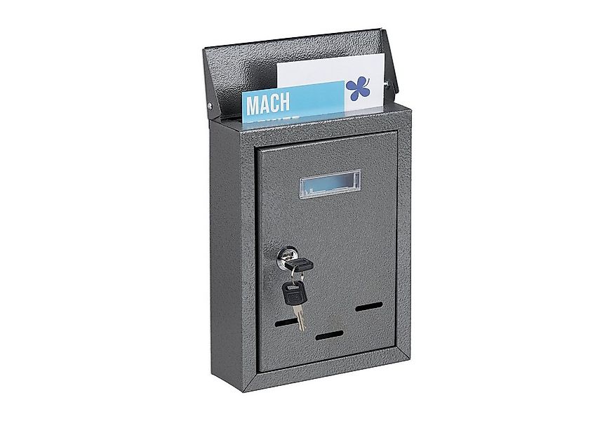 relaxdays Briefkasten mit Namensschild (1-St), grau günstig online kaufen