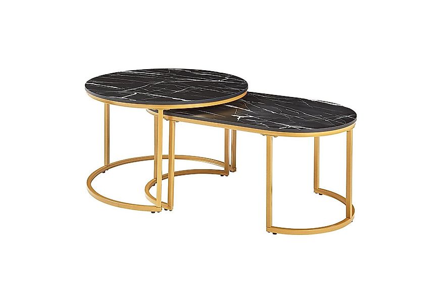 en.casa Satztisch (2er Set), »Oppeerg« Couchtisch Metallgestell Marmoroptik günstig online kaufen