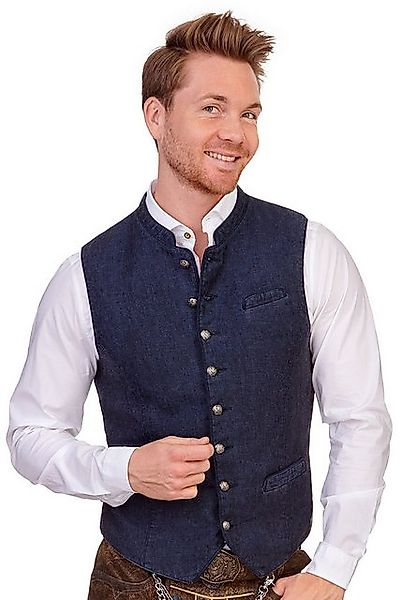 Spieth & Wensky Trachtenweste Leinenweste - PINTO - dunkelblau, dunkelbraun günstig online kaufen