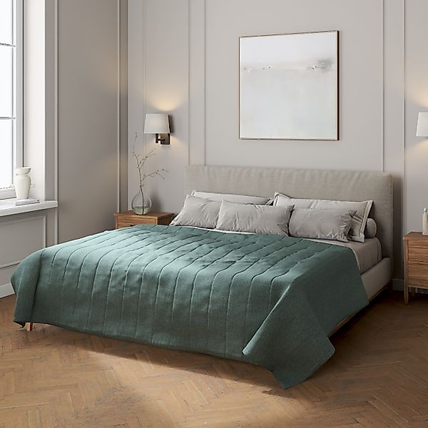 Tagesdecke mit Streifen-Steppung, grau- blau, City (704-85) günstig online kaufen