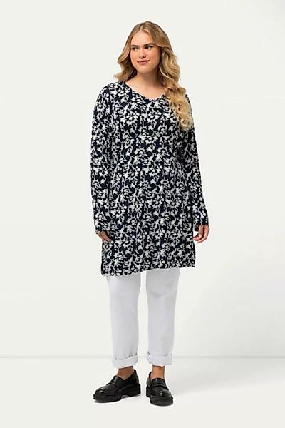Ulla Popken Longshirt Shirt-Tunika Zierfalten V-Ausschnitt Langarm günstig online kaufen