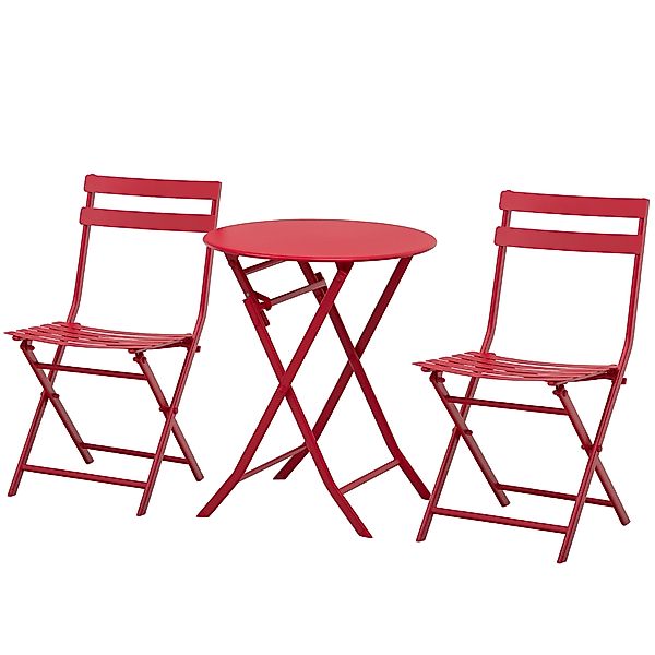 Outsunny Bistro-Gartenmöbelset klappbar - runder Tisch Ø 60 cm mit 2 klappb günstig online kaufen