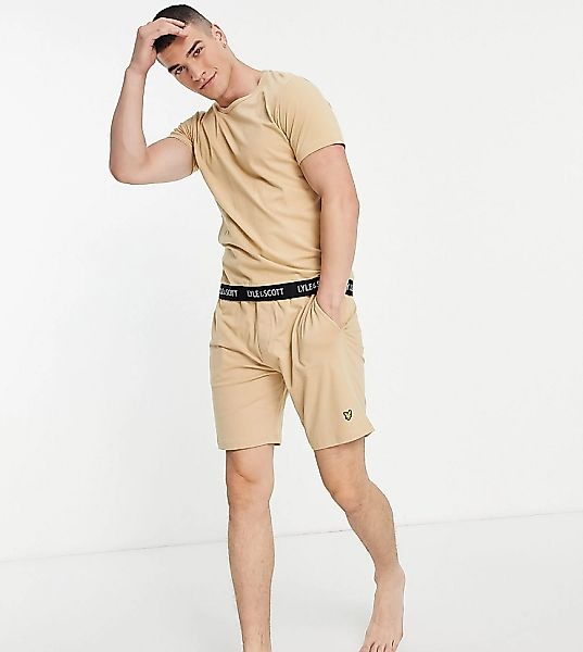 Lyle & Scott – Bodywear Larry – Set mit T-Shirt und Shorts in der Farbe Ste günstig online kaufen