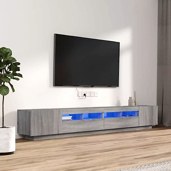 Vidaxl 3-tlg. Tv-schrank-set Led-leuchten Grau Sonoma Holzwerkstoff günstig online kaufen