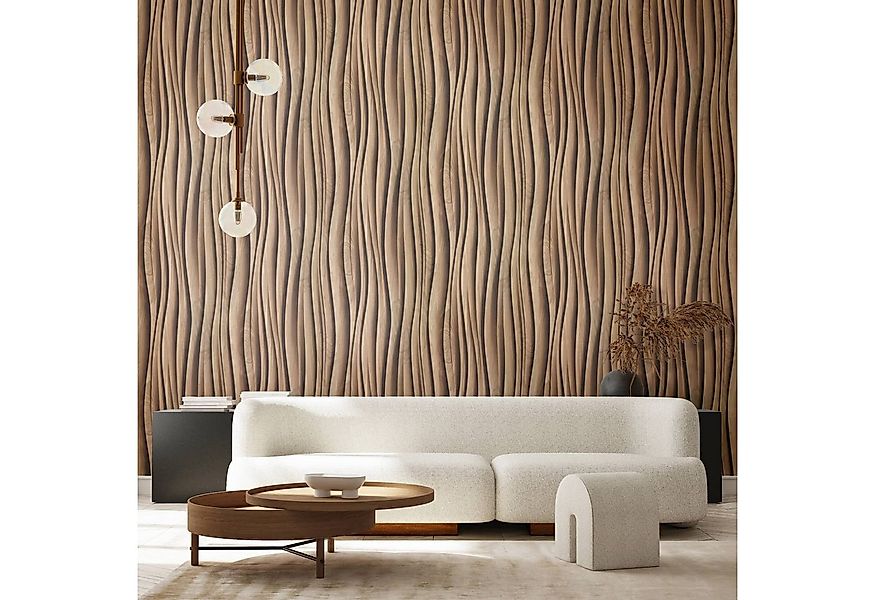 Marburg Vliestapete Holzoptik Wellenmuster Abstrakt 3D-Optik Braun 81667 Mo günstig online kaufen