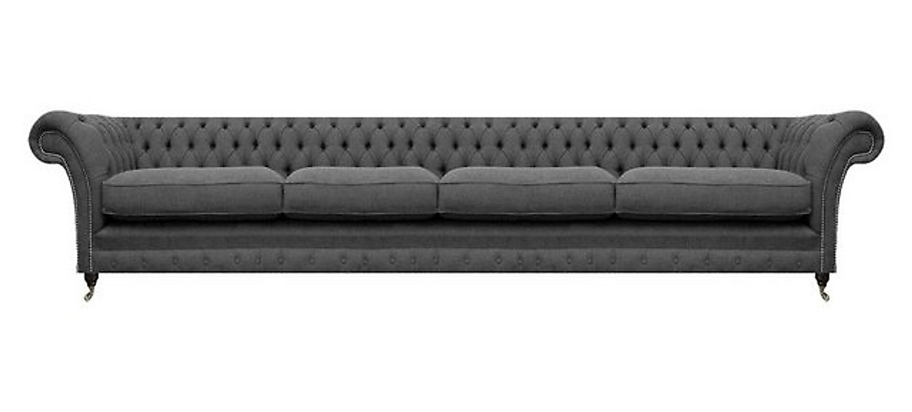 Xlmoebel Sofa Viersitzer Sofa in Grau mit Chesterfield-Stil für das Wohnzim günstig online kaufen