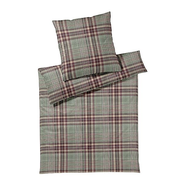 Elegante Flanell Bettwäsche Liverpool 26009-4 Grün kariert 135x200 günstig online kaufen