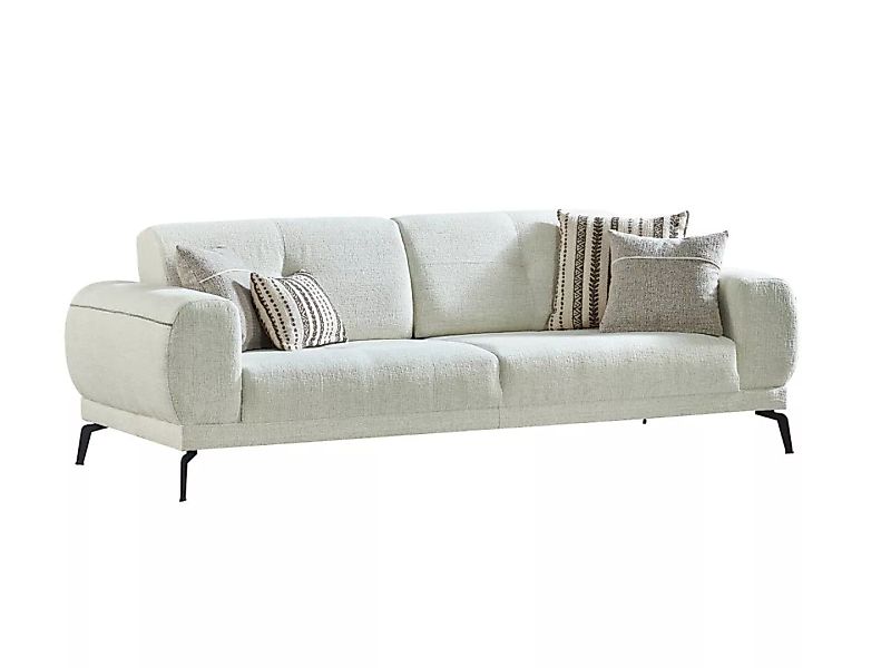Sofa 3-Sitzer - Strukturstoff - Elfenbein - LETINI von PASCAL MORABITO günstig online kaufen