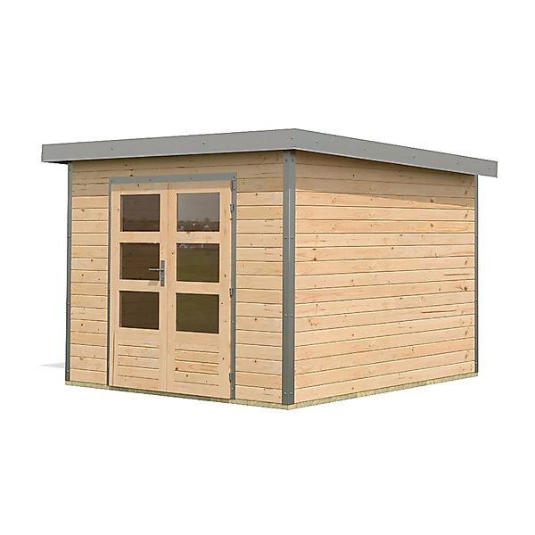 Karibu Gartenhaus Domingo A Naturbelassen/Grau 218,5 x 270 x 270 cm günstig online kaufen