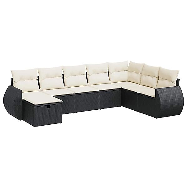 vidaXL 8-Tlg Garten-Sofagarnitur mit Kissen Schwarz Poly Rattan 3325632 günstig online kaufen