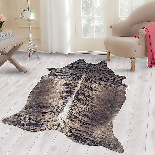 Carpettex Fellteppich Rindsleder Imitat, Rund, Höhe: 7 mm, Fellteppich Kuhf günstig online kaufen