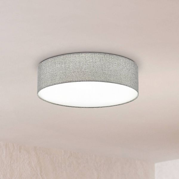 Graue Deckenlampe Pasteri mit Leinenschirm 57 cm günstig online kaufen