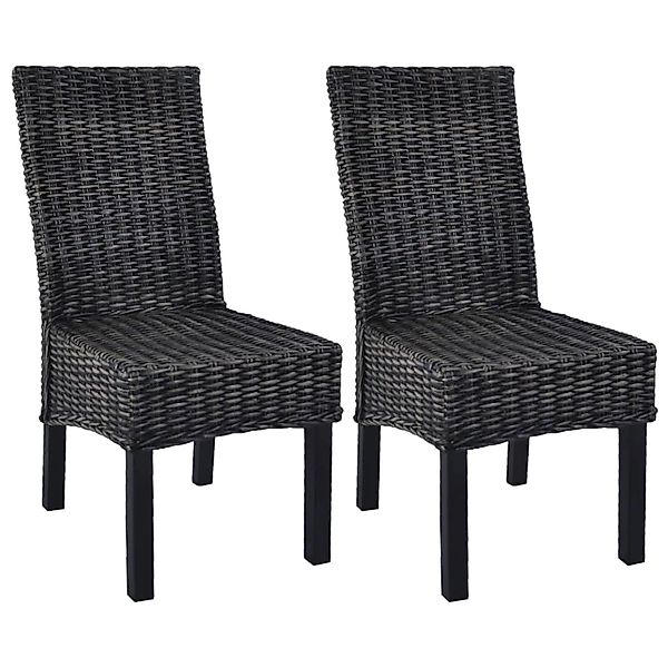 vidaXL Esszimmerstühle 2 Stk Schwarz Kubu-Rattan und Mahagoniholz 246656 günstig online kaufen
