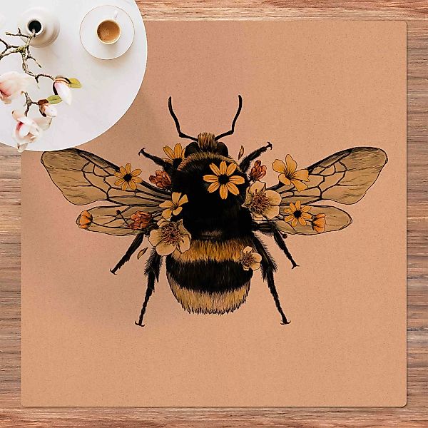 Kork-Teppich Illustration florale Hummel günstig online kaufen