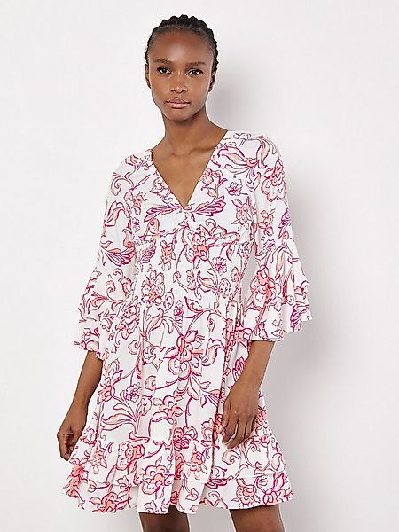 Apricot Minikleid sommerliches Blumenkleid günstig online kaufen