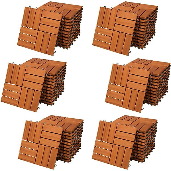 Casaria Holzfliesen 66x Akazie Mosaik, Terrassenfliesen günstig online kaufen