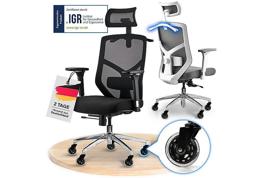 ELITESEATS Bürostuhl Ergonomisch [TESTSIEGER] Kratzerfreie Rollen Atmungsak günstig online kaufen