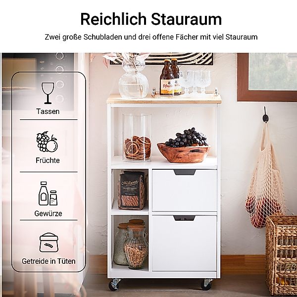 SoBuy Küchenwagen mit 2 Schubladen 3 Ablagen Servierwagen 53x89x37cm FKW111 günstig online kaufen