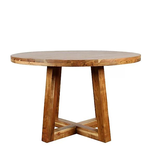 Tisch Massivholz Akazie mit runder Tischplatte Bügelgestell günstig online kaufen