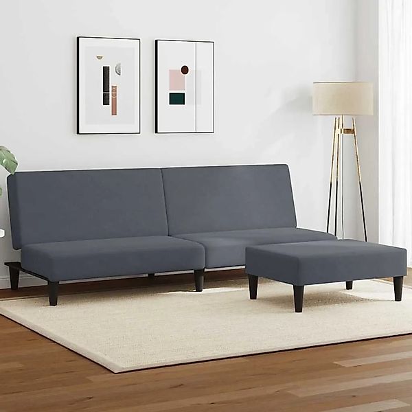 vidaXL Schlafsofa 2-Sitzer mit Fußhocker Dunkelgrau Samt 3216232 günstig online kaufen