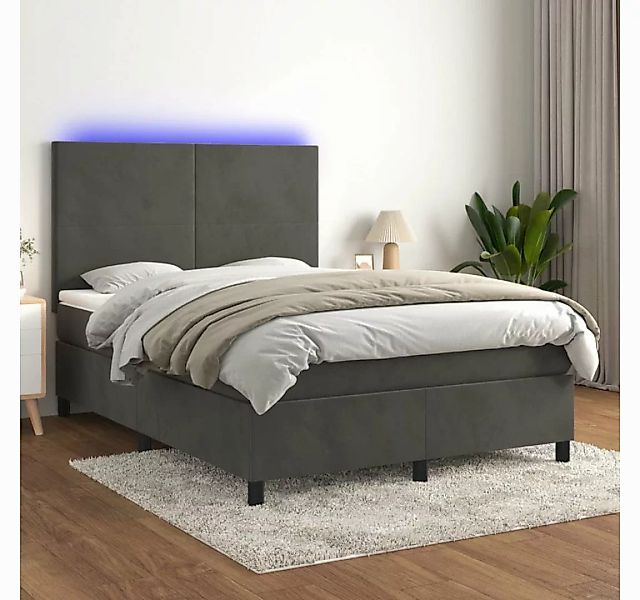 vidaXL Boxspringbett Boxspringbett mit Matratze LED Dunkelgrau 140x190 cm S günstig online kaufen