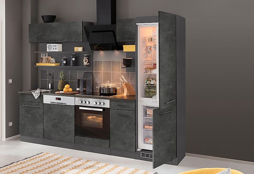 KOCHSTATION Küchenzeile »KS-Tulsa«, mit E-Geräten, Breite 270 cm, schwarze günstig online kaufen