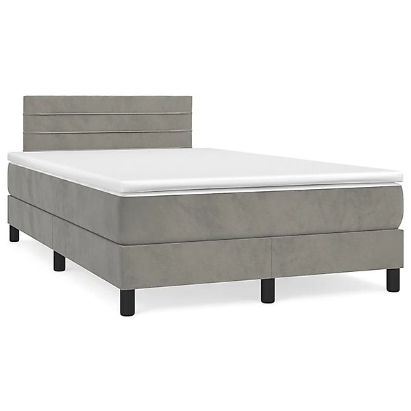 vidaXL Boxspringbett mit Matratze Hellgrau 120x200 cm Samt1389968 günstig online kaufen
