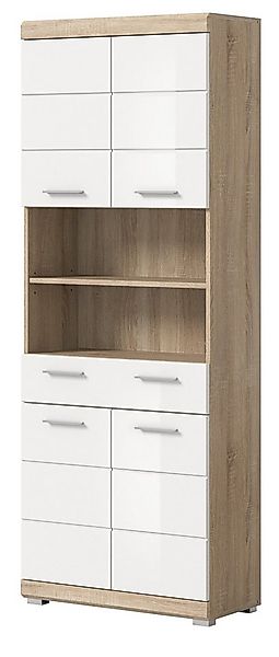 Inn.Furn Hochschrank Mambo (Badschrank in weiß Hochglanz und Eiche, 4-türig günstig online kaufen