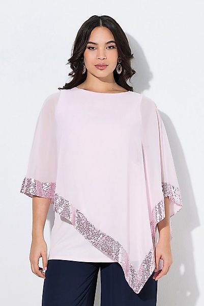 Ulla Popken Druckbluse Bluse Chiffon-Überwurf U-Boot-Ausschnitt 3/4-Arm günstig online kaufen