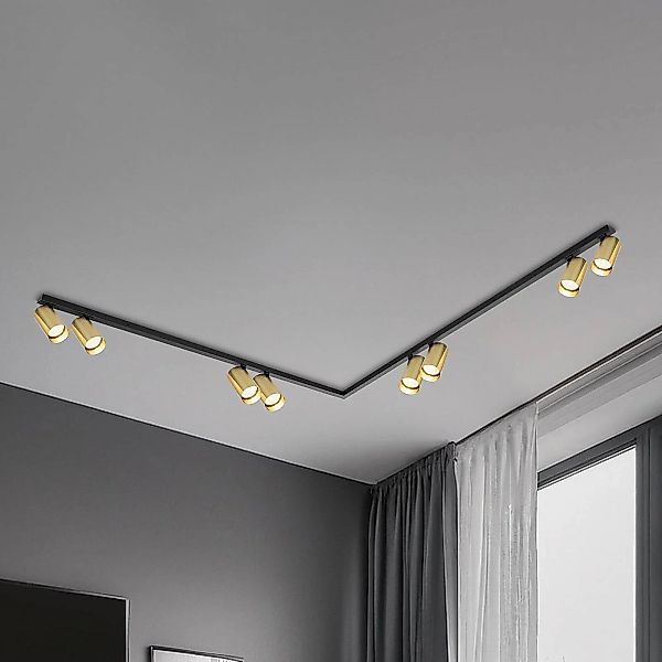 Deckenspot Hero, schwarz/gold, 8-flammig, 240 cm, Metall günstig online kaufen