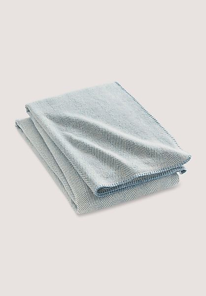 hessnatur Decke MERLE aus Bio-Baumwolle - blau - Größe 140x180 cm günstig online kaufen
