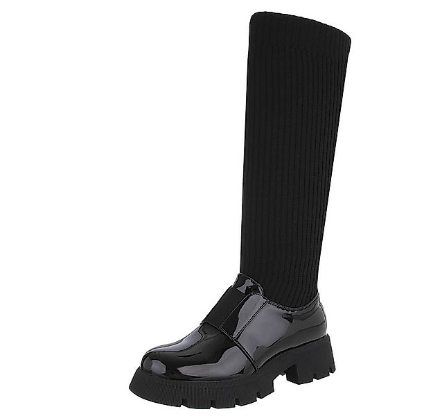 Ital-Design Trendige Damen Stiefel mit hohem Schaft und Komfort Plateaustie günstig online kaufen