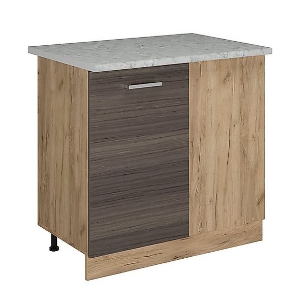 Vicco Eckunterschrank R-Line, Edelgrau/Goldkraft Eiche, 86 cm AP Marmor günstig online kaufen