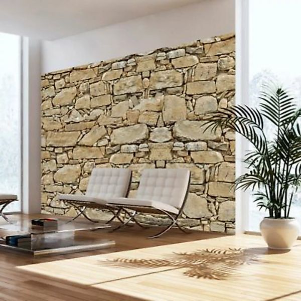 artgeist Fototapete Stone wall beige Gr. 300 x 210 günstig online kaufen
