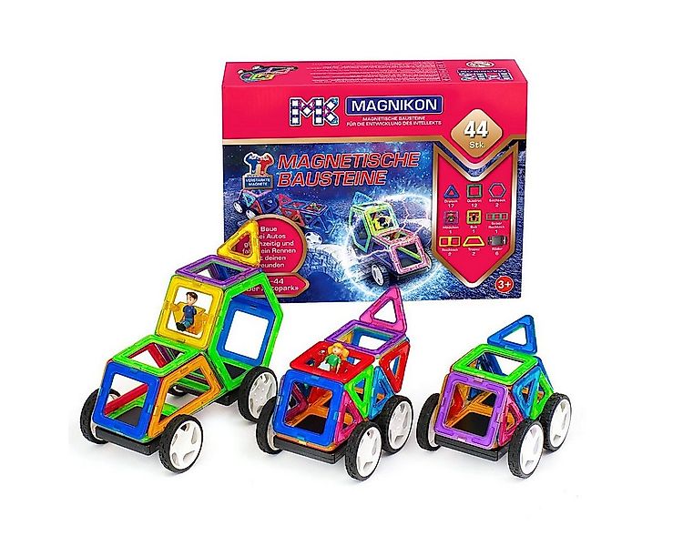 MAGNIKON Magnetspiel Bauklötze MK-44 Der Autopark, 6 Räder, 44 Teile Magnet günstig online kaufen