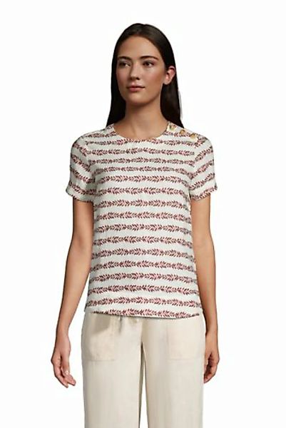 Leinen-Shirt mit Schulterknöpfen, Damen, Größe: M Normal, Rot, by Lands' En günstig online kaufen