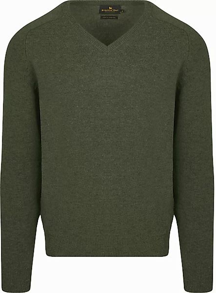 Steppin' Out Pullover V-Ausschnitt Lammwolle Olivgrün - Größe M günstig online kaufen