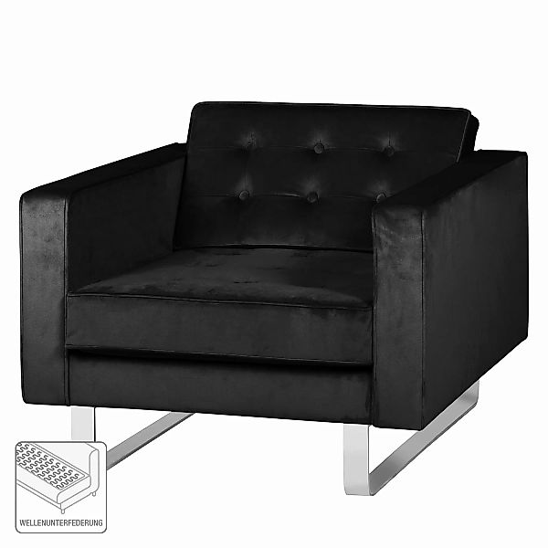 home24 Fredriks Sessel Chelsea III Schwarz Microfaser 82x75x85 cm (BxHxT) günstig online kaufen