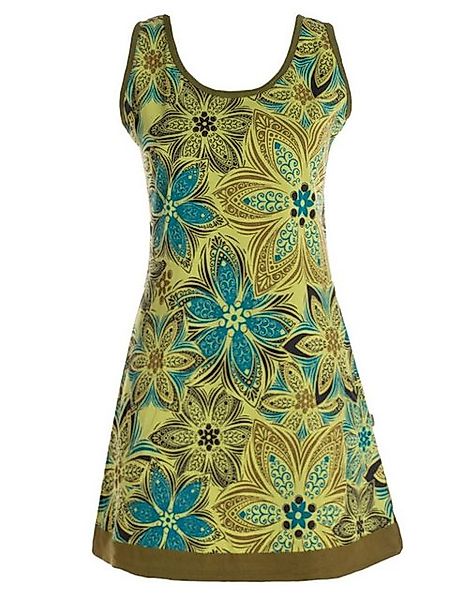 Vishes Minikleid Damen Mini-Kleid Baumwolle Blumen-Muster A-Linie Rundhalsa günstig online kaufen