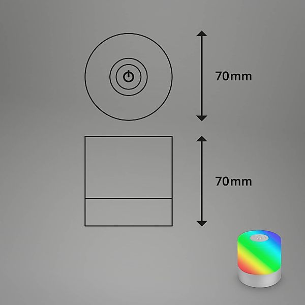 LED-Akku-Tischleuchte Smal, chrom, RGBW, Kunststoff, 7 cm günstig online kaufen