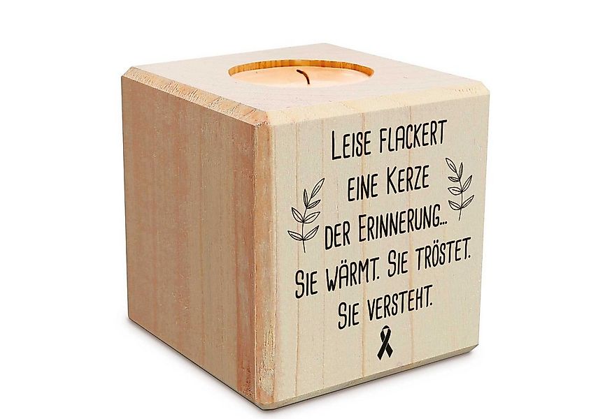 GRAVURZEILE Teelichthalter mit Gravur aus Holz - Grabschmuck - Trauergesche günstig online kaufen