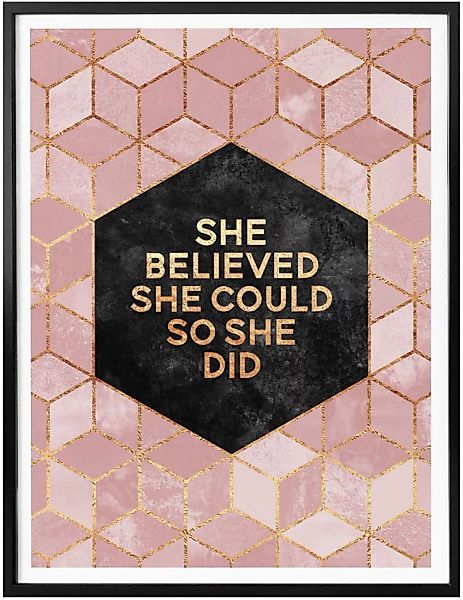 Wall-Art Poster "She Believed rosa", Schriftzug, (1 St.) günstig online kaufen