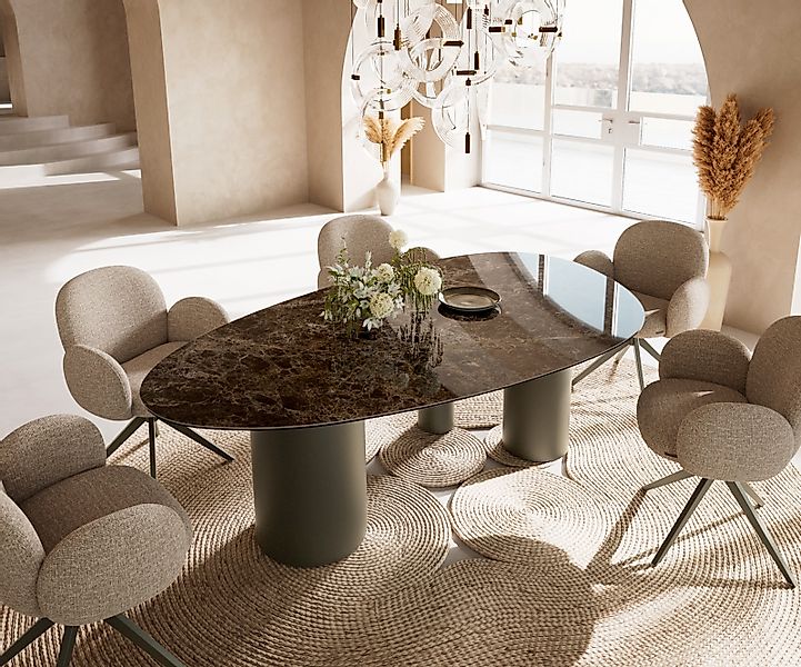 Esstisch Edge Oval 220x120 Keramik Emperador Extra Lucidato Dunkelbraun Tro günstig online kaufen