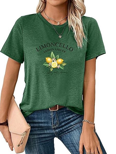 PYL Kurzarmshirt Damen Sommer Kurzarmbluse Locker Zitrone Print-Shirt günstig online kaufen