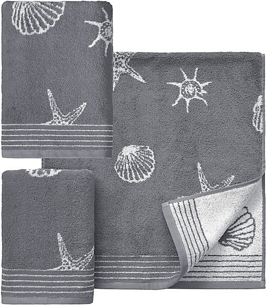 Dyckhoff Handtuch Set »Seashell«, Set, 3 tlg., Walkfrottee, mit Muschelmust günstig online kaufen