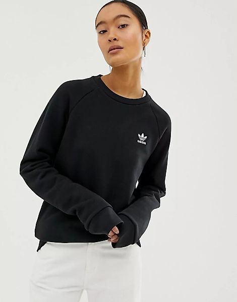 adidas Originals – Schwarzes Basic-Sweatshirt mit Rundhalsausschnitt günstig online kaufen