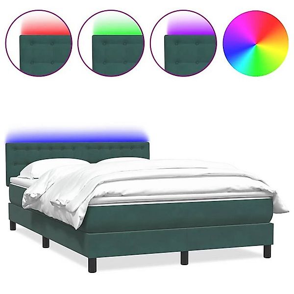 vidaXL Boxspringbett, Boxspringbett mit Matratze Dunkelgrün 140x210 cm Samt günstig online kaufen