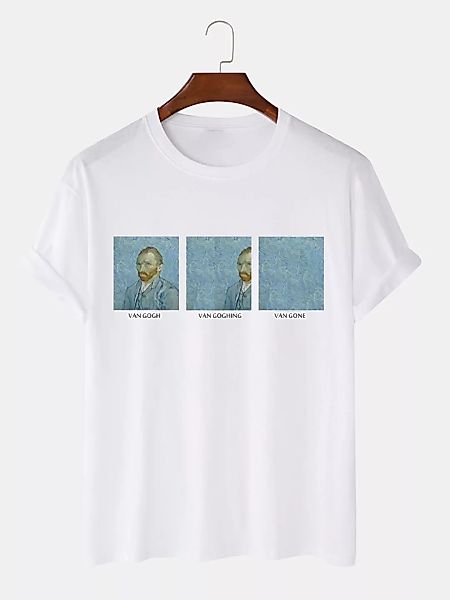 Herren Van Gogh Funny Pattern Kurzarm 100% Baumwolle Shirts günstig online kaufen